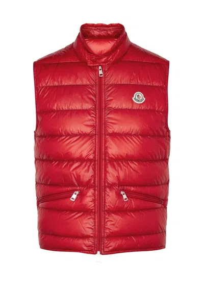 Moncler Gui Quilted Shell Gilet In Red