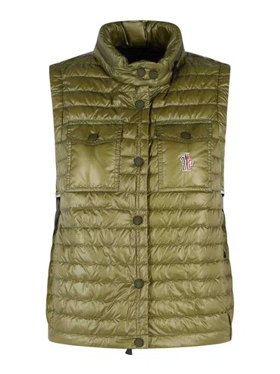 Moncler Gumiane Padded Vest With Green Polyamide Hood