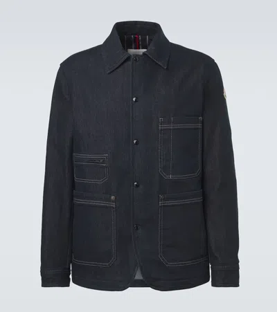 Moncler Haderu Denim Mid-length Shirt Jacket In Black