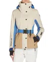 Moncler Hainet Belted Colorblock Snow Jacket In Beige