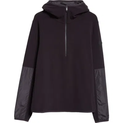 Moncler Half Zip Contrast Panel Jacket In Black