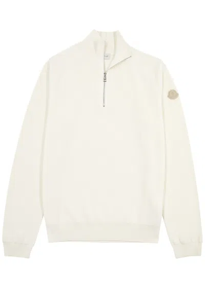 Moncler Half-zip Cotton-blend Jumper In Cream