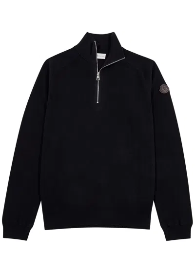Moncler Half-zip Cotton-blend Jumper In Navy