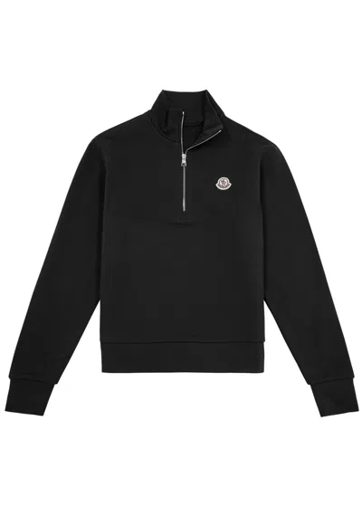 Moncler Half-zip Cotton Sweatshirt In Black