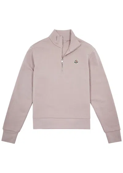 Moncler Half-zip Cotton Sweatshirt In Pink