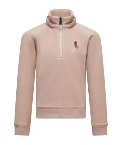 Moncler Half-zip Fleece Sweatshirt In Pink