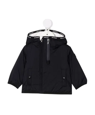 Moncler Half Zip Hooded Jacket In Blue
