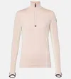 Moncler Grenoble Colorblock Long Sleeve Quarter Zip Ski Top In Pink
