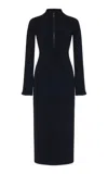Moncler Half-zip Knit Crepe Midi Dress In Black