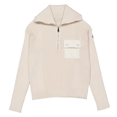Moncler Half-zip Knit Pullover Sweatshirt In Neutral