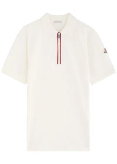 Moncler Half-zip Piqué Cotton Shirt In White