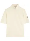 Moncler Half-zip Piqué Cotton T-shirt In Ivory