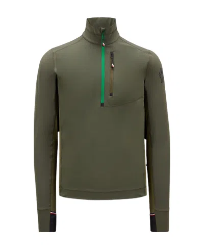 Moncler Half-zip Pullover Sweatshirt In Green