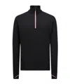 Moncler High Collar Knit Sweatshirt Contrast Trim In Black