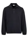 Moncler Logo-appliquéd Cotton-blend Jersey Half-zip Sweatshirt In Blue