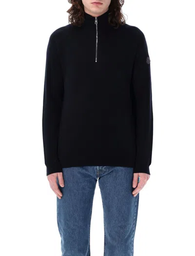 Moncler Half Zipped Collar Jumper In Black