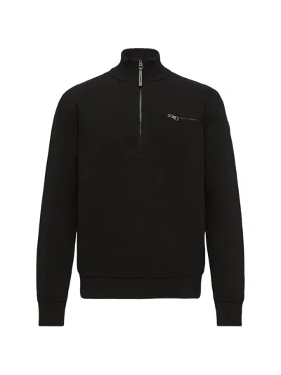 Moncler Half-zip Chest-pocket Sweater In Black