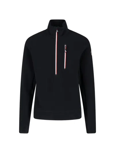 Moncler Half-zip Logo-patch Sweatshirt In Black