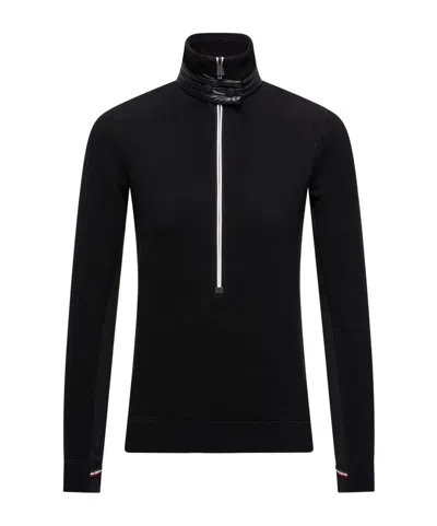 Moncler Half-zip Polo Neck In Black