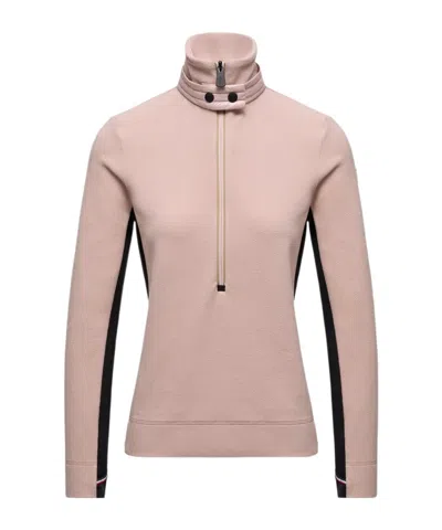Moncler Half-zip Polo Neck In Pink