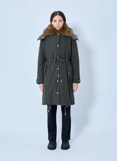Moncler Halicte Long Parka In Dark Green
