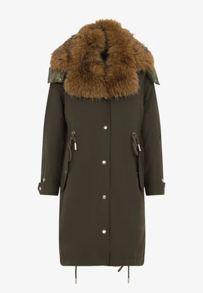 Moncler Halicte Hooded Plush-trimmed Shell Down Parka Jacket In Transparent