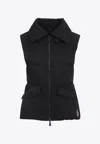 Moncler Padded High Collar Vest With Flap Pockets In Black