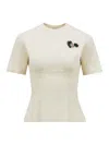 Moncler Hand-beaded Cotton Top In Nude & Neutrals