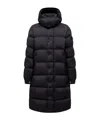 Moncler Hanoverian Hooded Long Down Jacket In Black