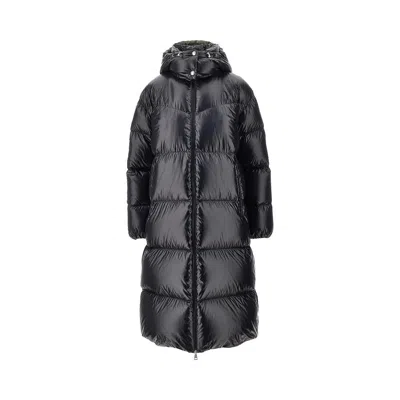 Moncler 'harfang' Long Down Jacket In Black