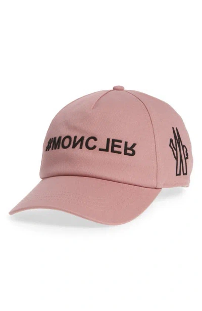 Moncler Hashtag Logo Gabardine Adjustable Baseball Cap In Pink