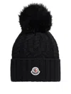 Moncler Virgin Wool And Black Cashmere Beanie Women In Black