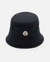 Moncler Black Logo Bucket Hat In Black