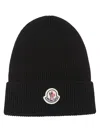 Moncler Logo-patch Ribbed-knit Beanie In Black