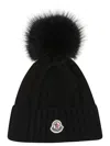 Moncler Cable-knit Cashmere And Wool-blend Beanie In Black