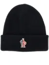 Moncler Relaxed Style Ribbed Cuff Hat In Black