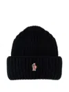 Moncler Grenoble Ribbed Beanie With Logo In Black