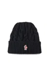 Moncler Cable Knit Wool Beanie In Black