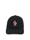 Moncler Grenoble Black Baseball Cap With Logo Embroidery In Cotton Man In Black