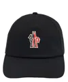 Moncler Grenoble Black Baseball Cap With Logo Embroidery In Cotton Man In Black