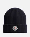 Moncler Ribbed Texture Wool Hat Winter Style In Blue