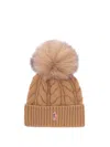 Moncler Grenoble Biscuit Wool Blend Beanie Hat In Brown