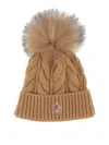 Moncler Grenoble Biscuit Wool Blend Beanie Hat In Brown