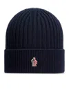 Moncler Grenoble Logo Patch Knitted Beanie In Blue