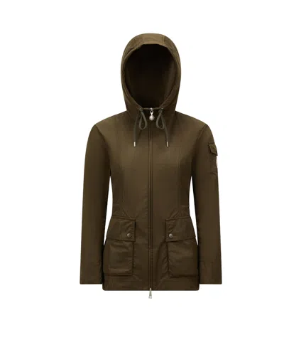 Moncler Leandro Hooded Parka Jacket In Green