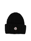 Moncler Mol20933b00036a9327999bb Ribbed Merino Wool Beanie In Black