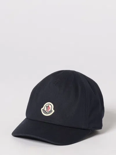 Moncler Kids Cotton Gabardine Baseball Cap In Blue