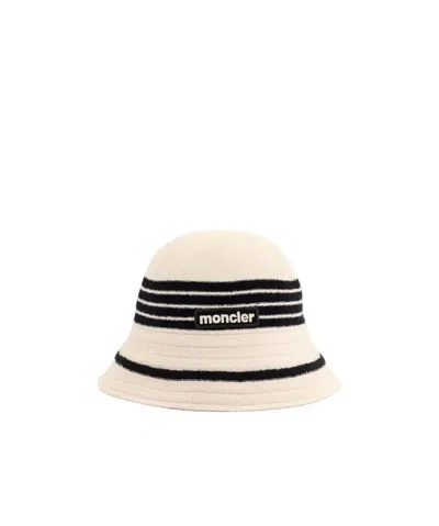 Moncler Bucket Cotton Blend Hat In White