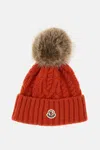 Moncler Cable-knit Cashmere And Wool-blend Beanie In Red