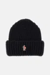 Moncler Grenoble Ribbed Beanie With Logo In Black